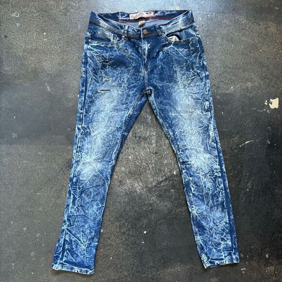 Huntington Acid Wash Style Men’s Jeans Size 33x30.5 Skinny Fit High Rise Denim - Picture 1 of 14